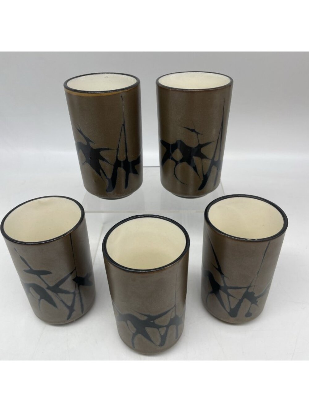 MCM Otagiri Japan Saki Tea Cups Bamboo Earth Brown Tones Vintage Set Of 5